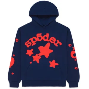 his image shows Sp5der Beluga Hoodie Navy from the front side
