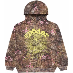 This image shows Sp5der Real Tree OG Web Hoodie Camo from the front side