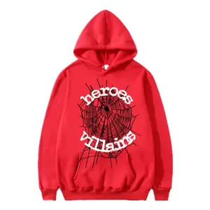 Photo 1 Sp5der x Heroes and Villains Hoodie Red the front side