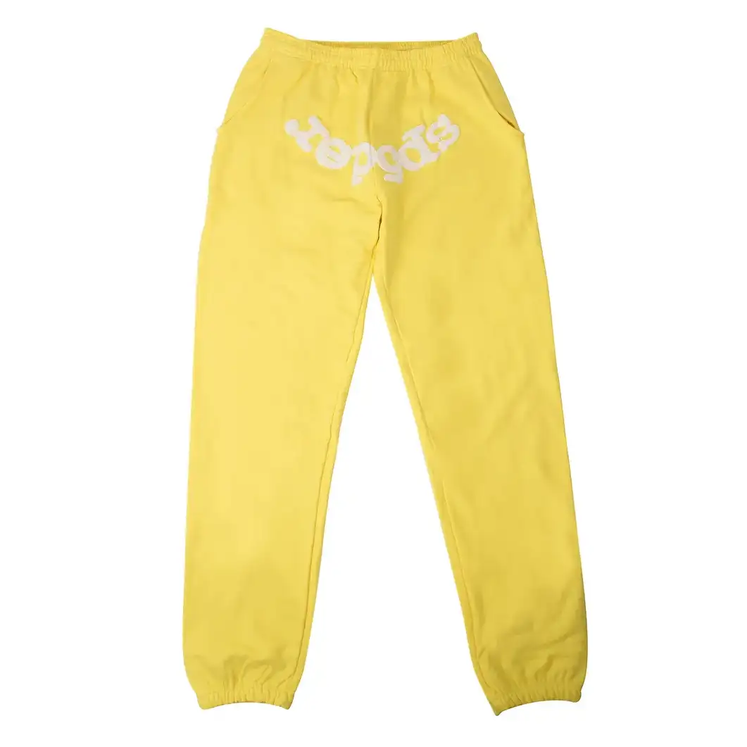 SP5DER Logo Print Sweatpants Yellow (1)