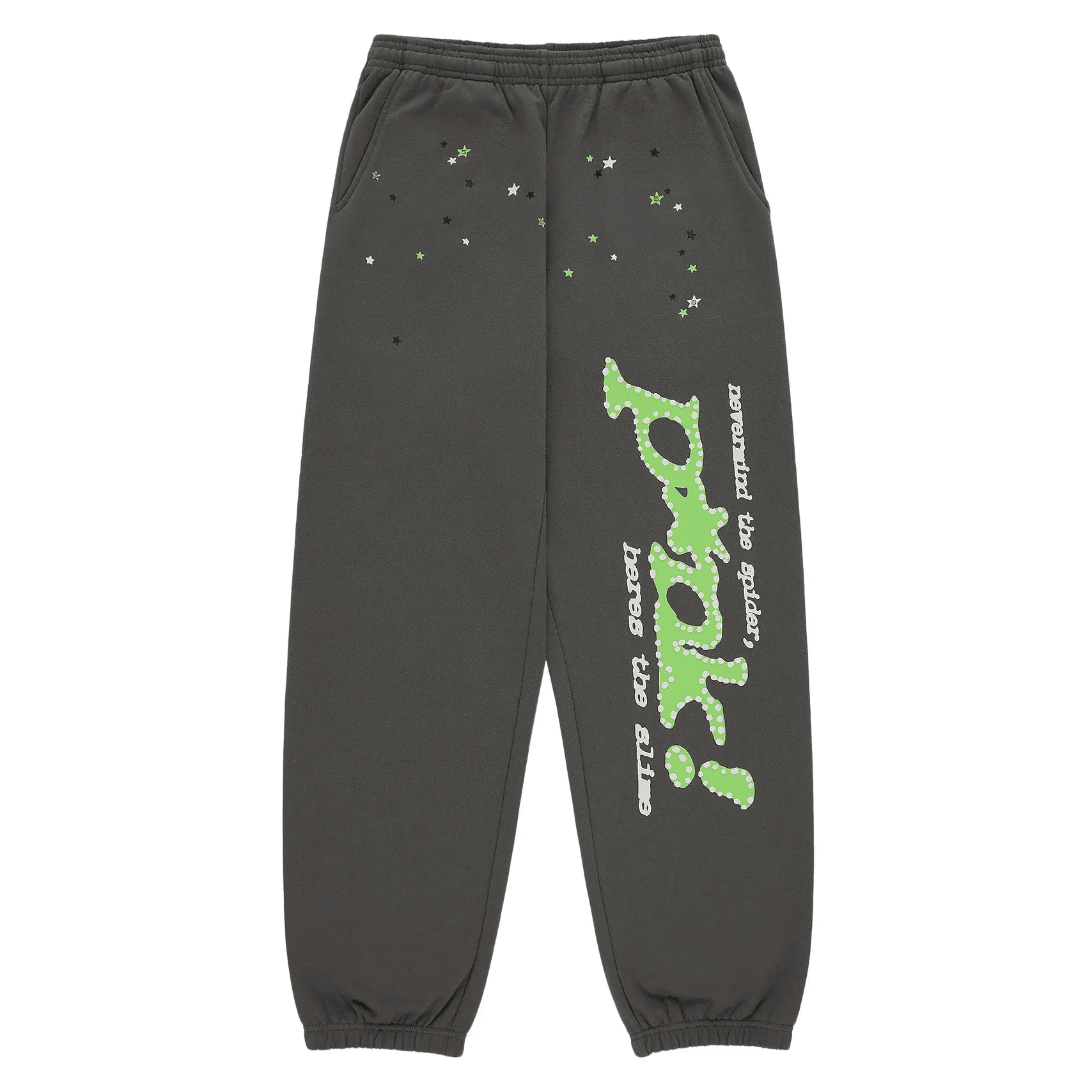 Sp5der Star Logo Sweatpants Charcoal Green (1)